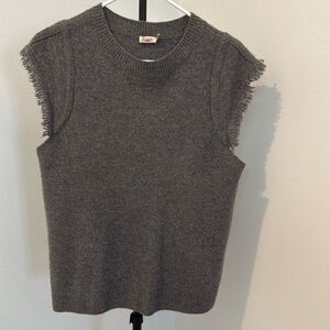 Faherty Wool Cap Sleeve Sweater Heathered Brown Size L